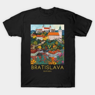 A Pop Art Travel Print of Bratislava - Slovakia T-Shirt